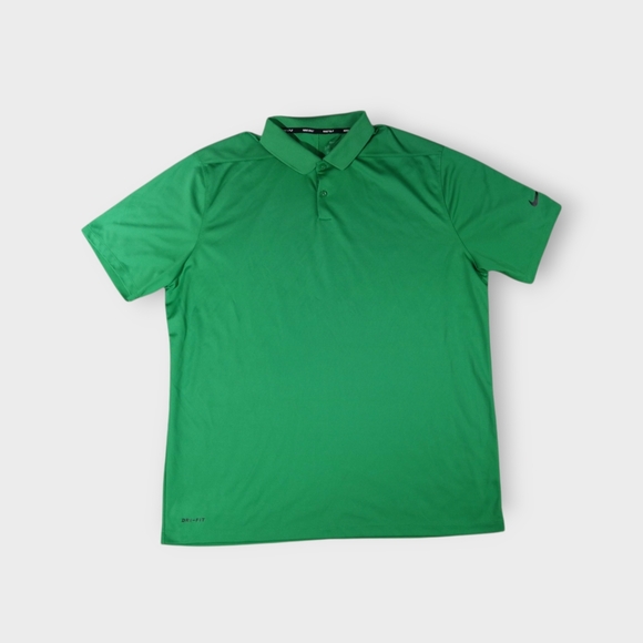 Nike Dri Fit Golf Swoosh Logo Green Short Sleeve Polo Athletic Shirt XL - Picture 1 of 8